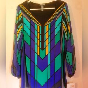 Valerie Steven's Petite long sleeve blouse, multi color